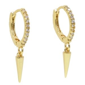 Small Dainty Huggies/Hoop Spike CZ Earrings